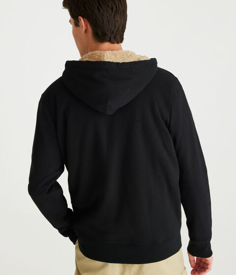 Aeropostale Logo Sherpa-Lined Full-Zip Hoodie Aeropostale Logo Sherpa-Lined Full-Zip Hoodie