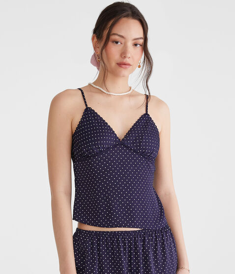 Polka Dot Satin Sweetheart Cami