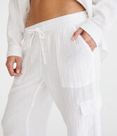 Gauze Wide Leg Cargo Pants