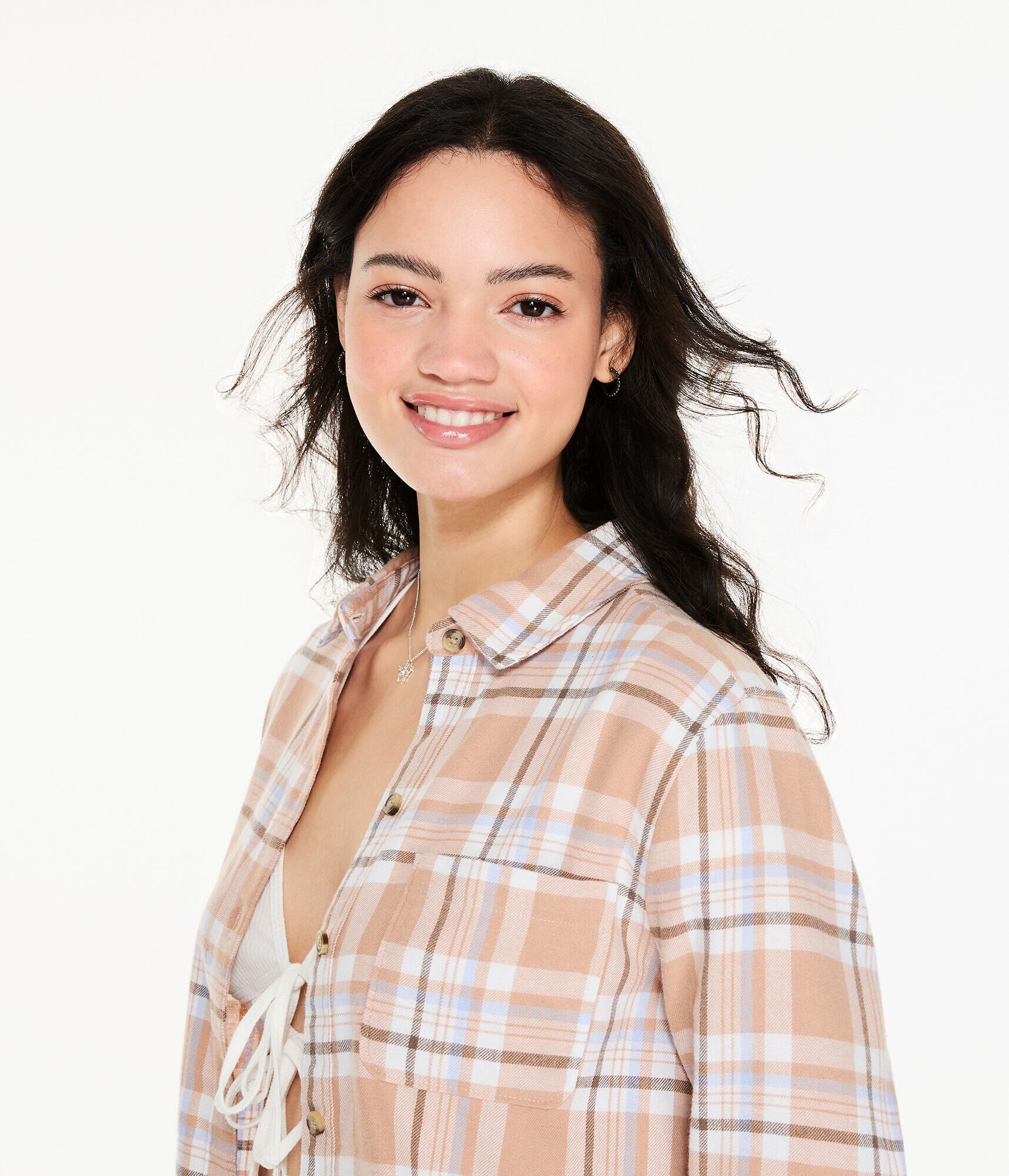 Long Sleeve Oversized Plaid Flannel Button-Down Shirt
