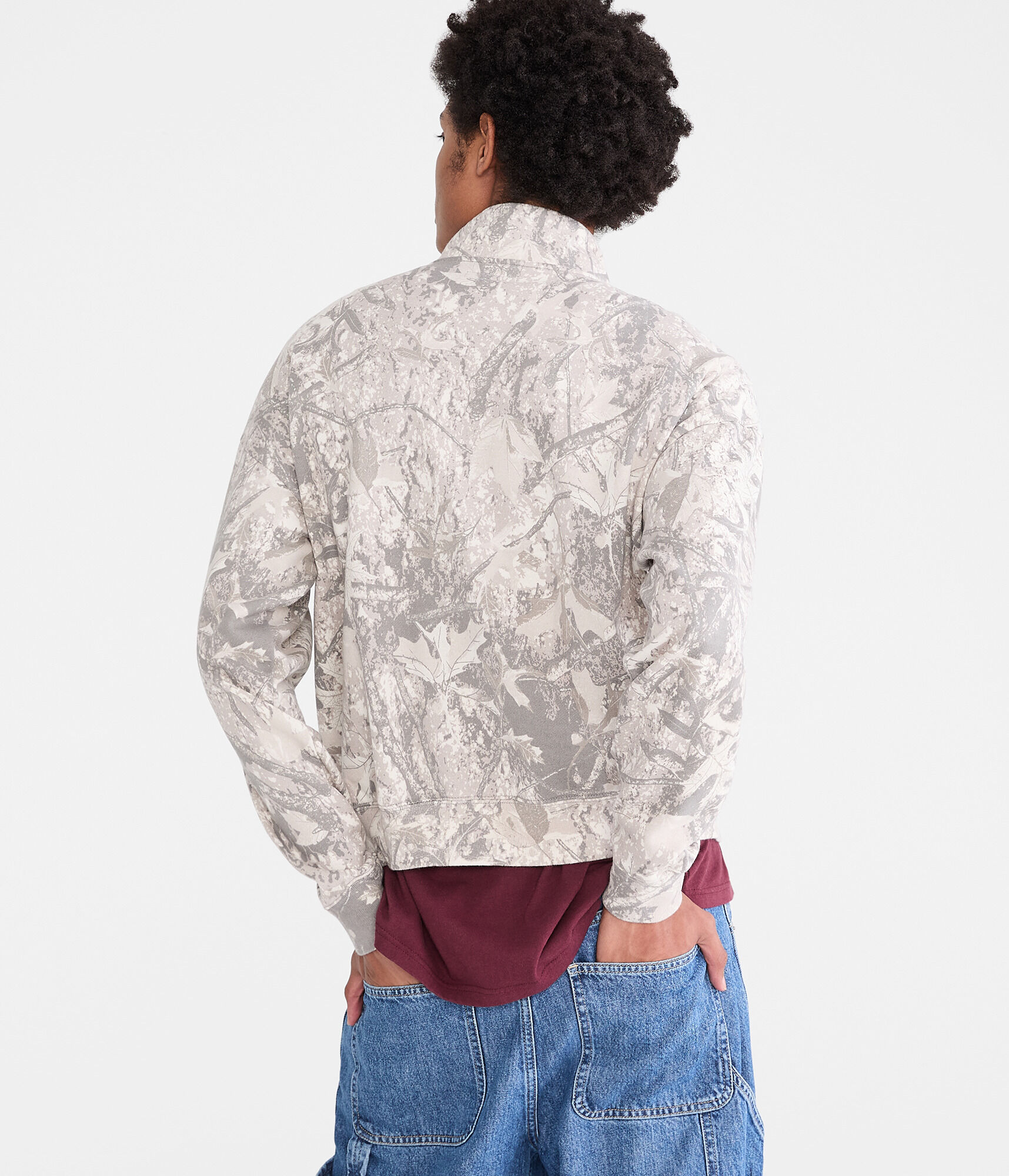 Forest Camo Boxy Quarter-Zip Sweatshirt