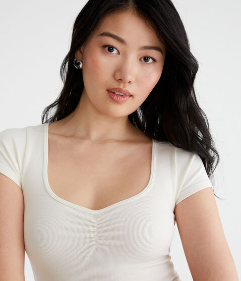 Buttery Soft Cropped Cinch-Front Tee Buttery Soft Cropped Cinch-Front Tee