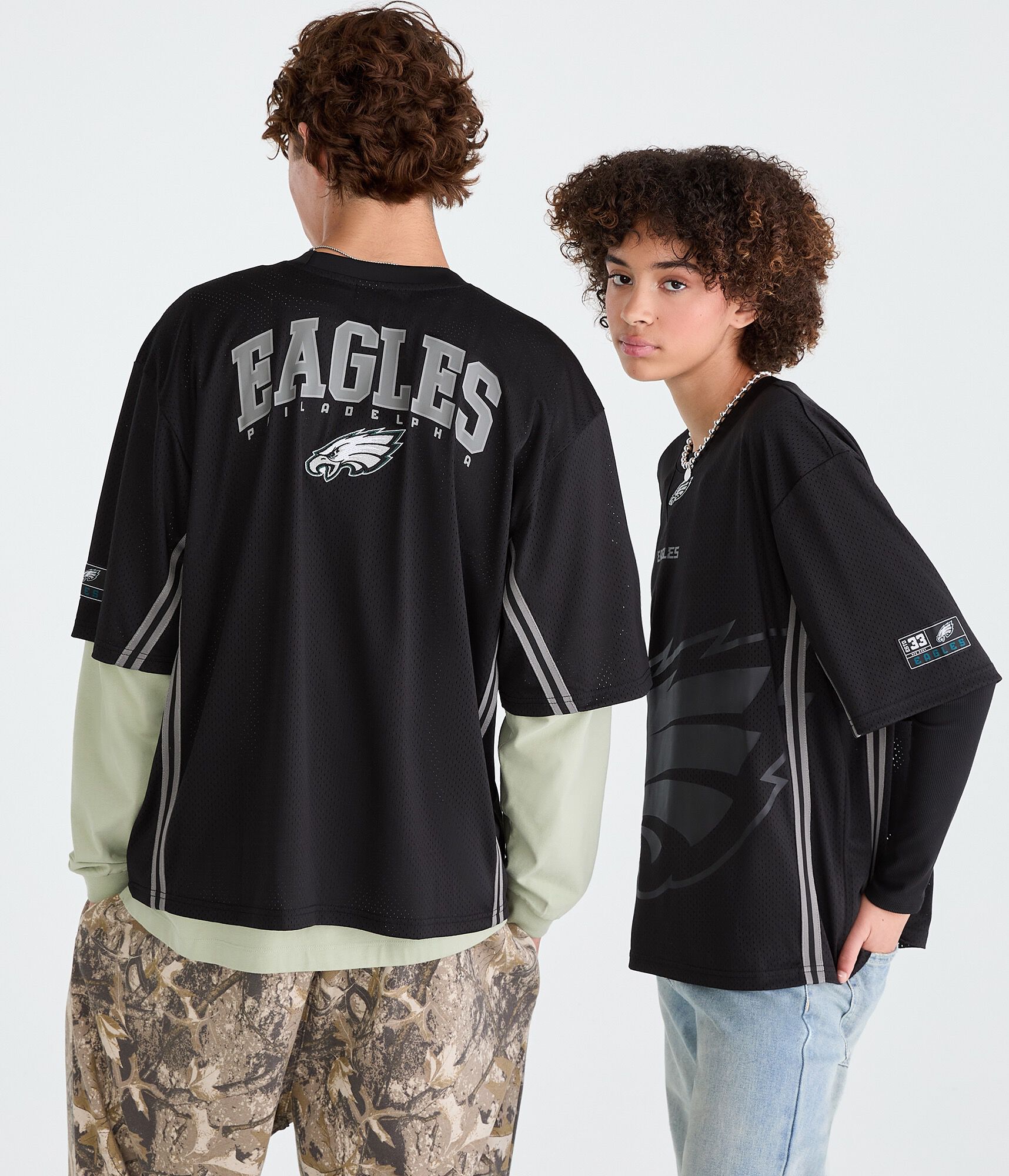 Philadelphia Eagles Striped Mesh Top