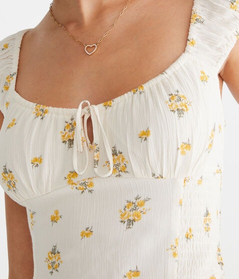 Floral Scoop-Neck Smocked Fit & Flare Dress Floral Scoop-Neck Smocked Fit & Flare Dress