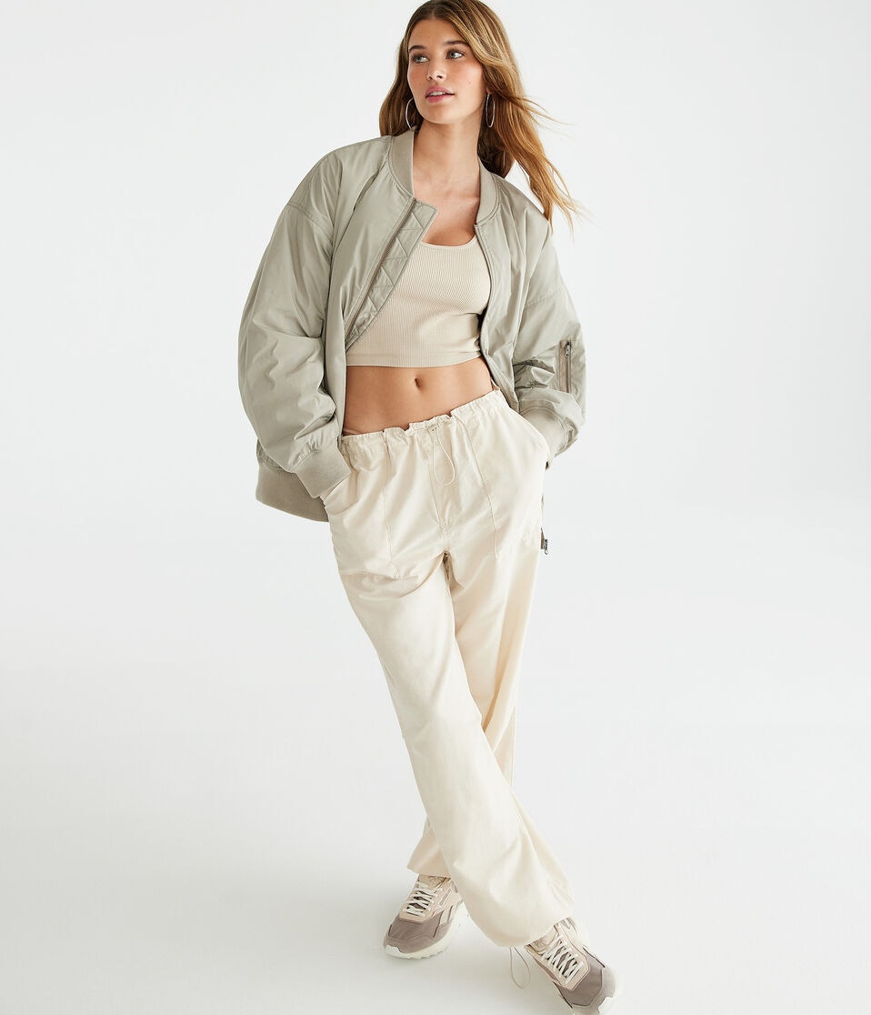 Oversized Sherpa-Lined Bomber Jacket