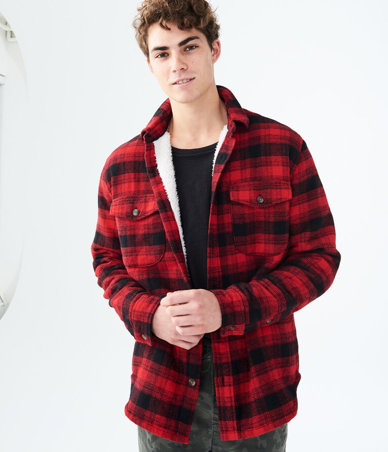 Plaid Sherpa-Lined Coat