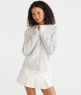 Hooded Full-Zip Cable Cardigan