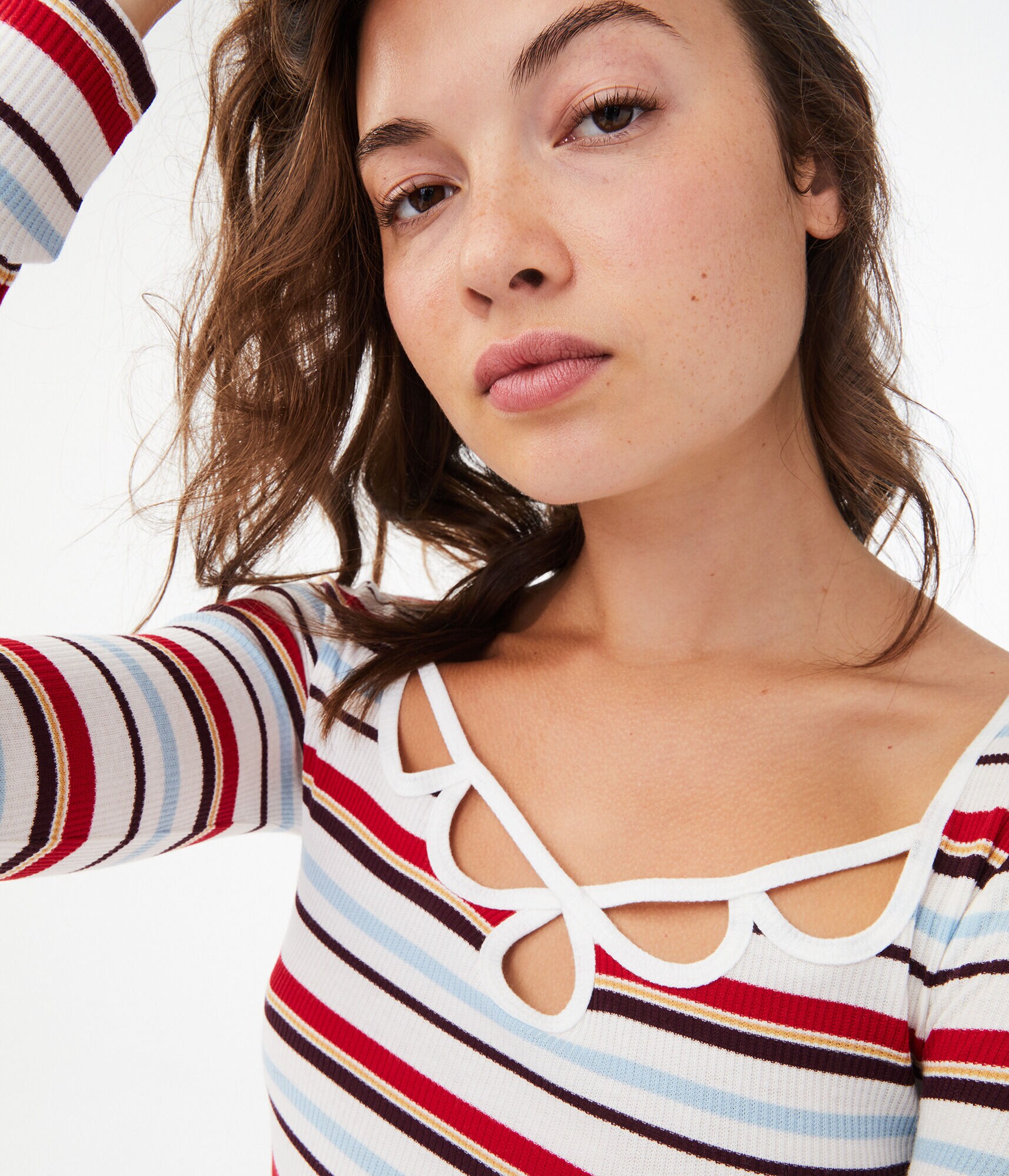 Long Sleeve Seriously Soft Striped Strappy Bodycon Top