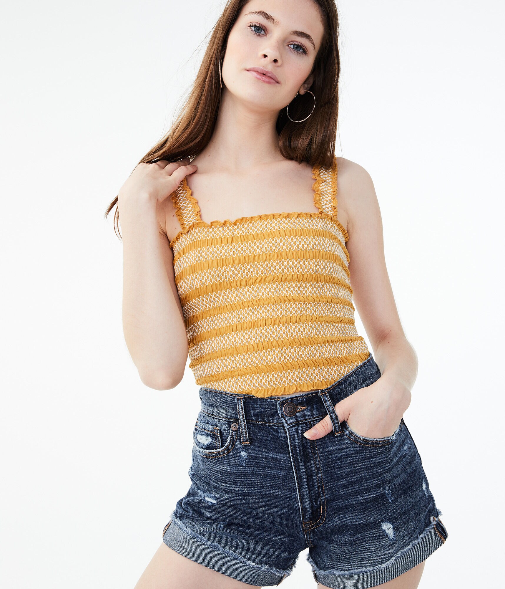 Embroidered Smocked Tank