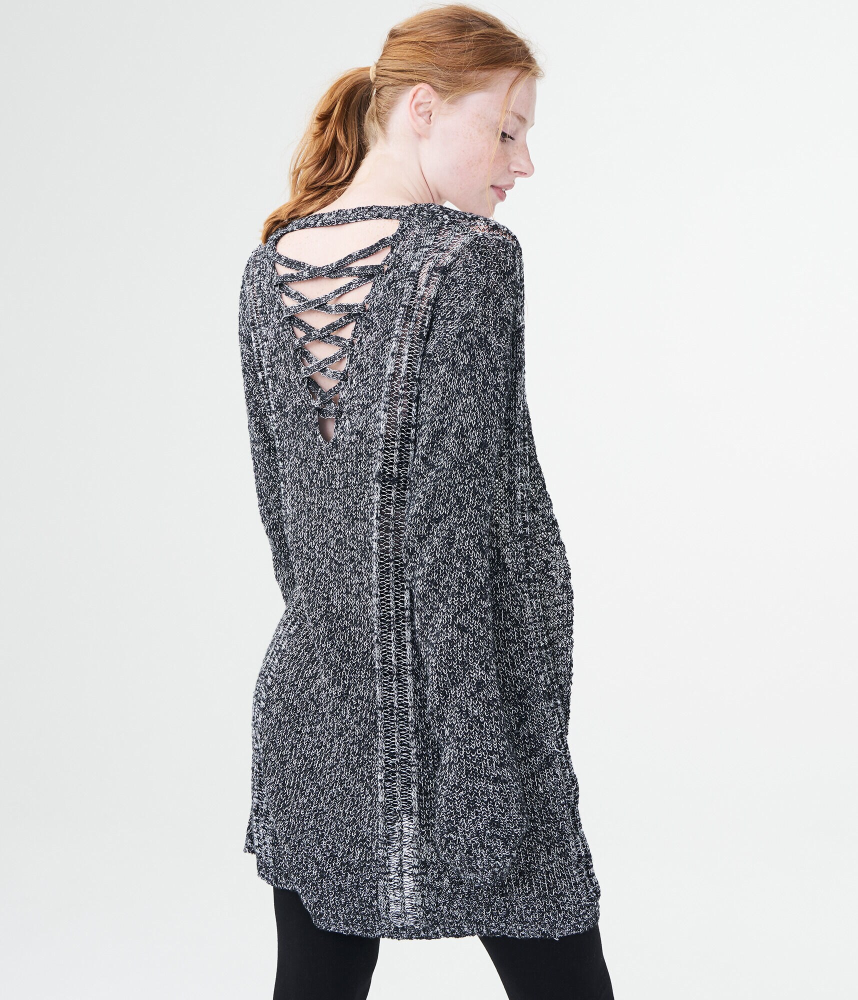 Lace-Up-Back Cardigan