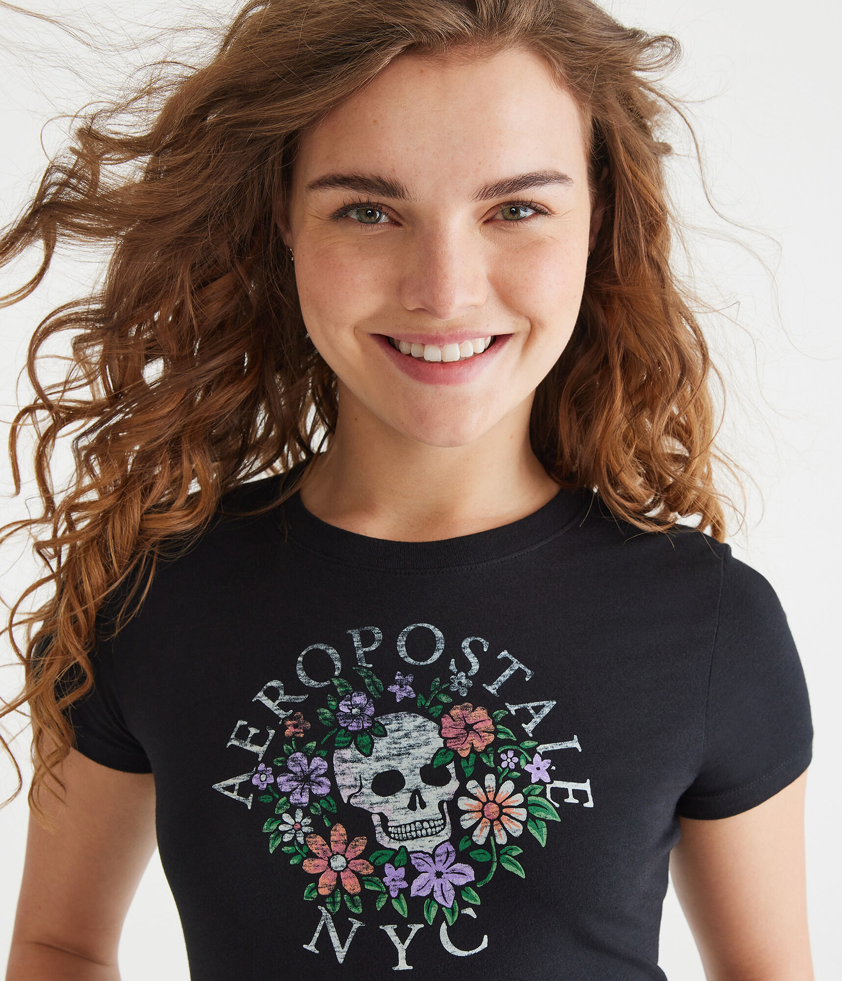 Floral Skull Logo Graphic Tee