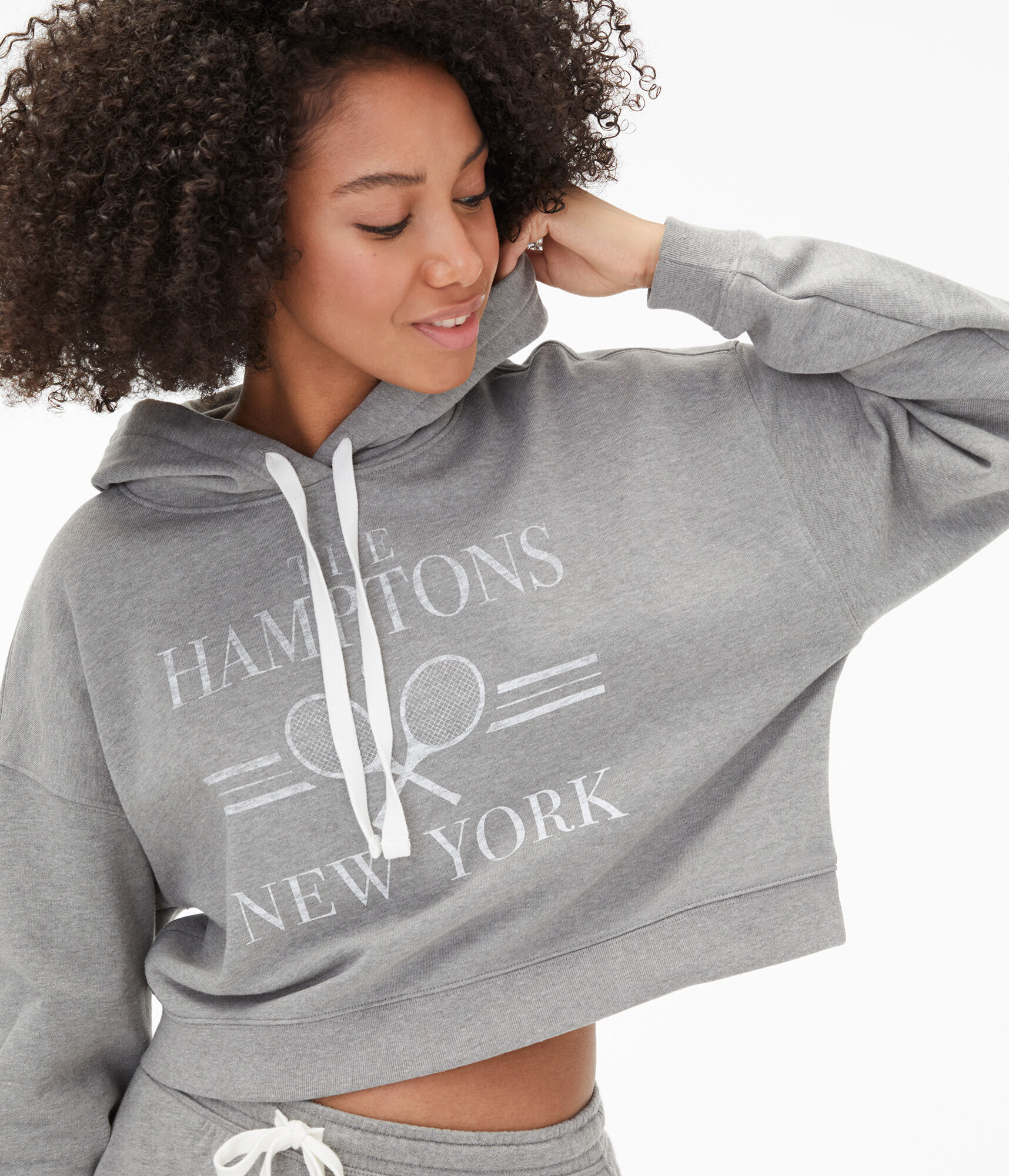 The Hamptons Tennis Cropped Boyfriend Pullover Hoodie