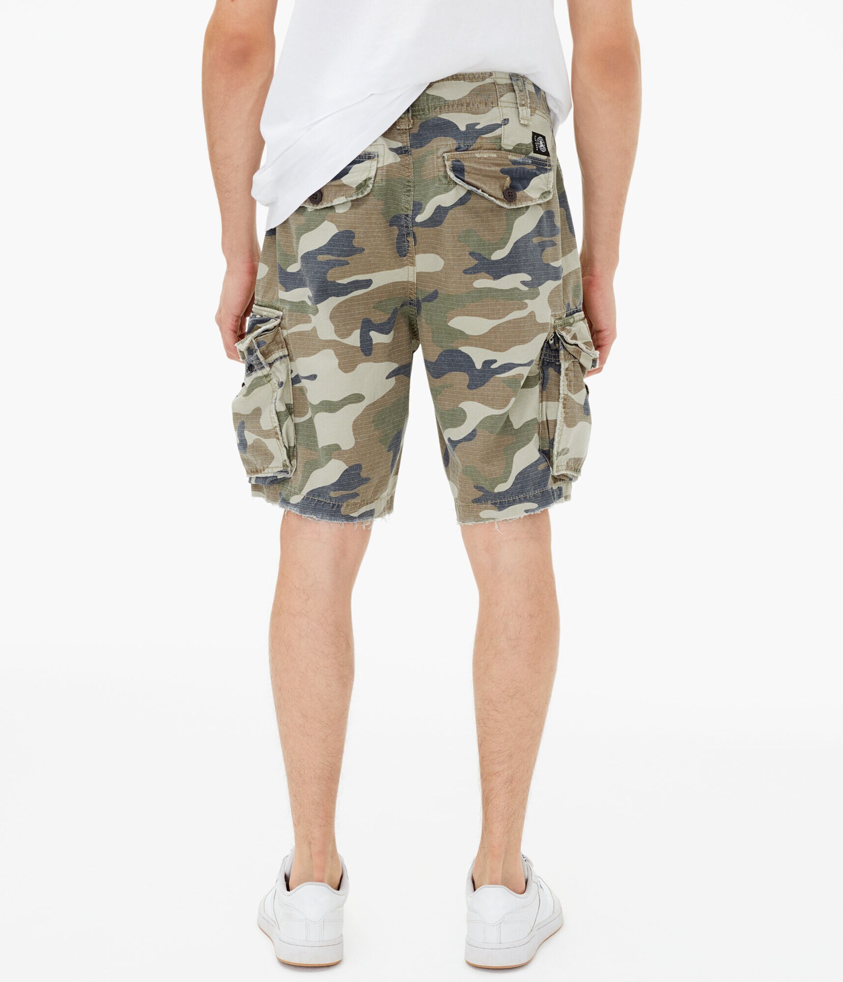 Destroyed Camo Cargo Shorts 9.5"