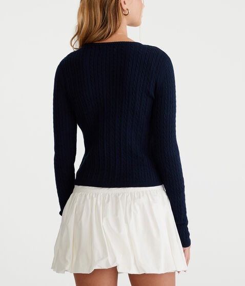 Cable Knit Crew Cardigan Cable Knit Crew Cardigan