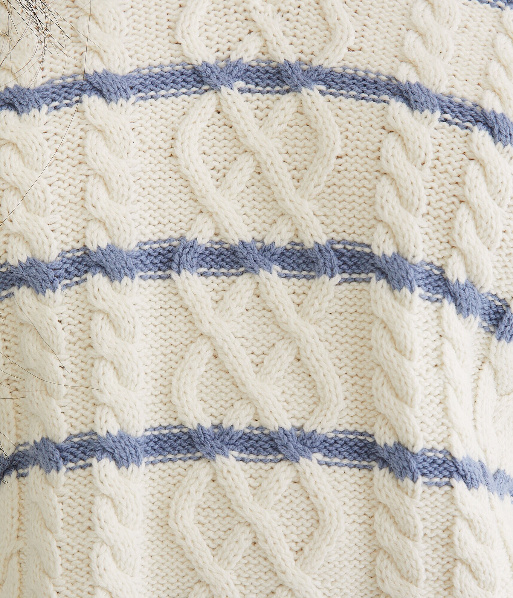 Striped Slouchy Cable V-Neck Sweater