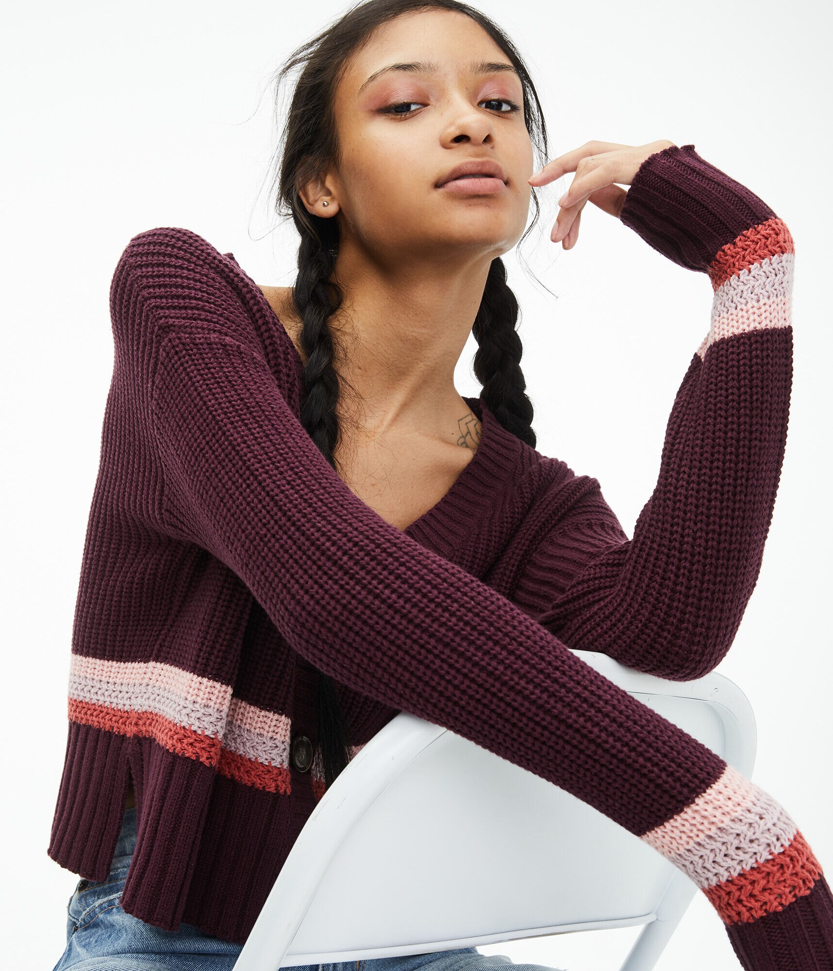 Striped Cropped Cardigan