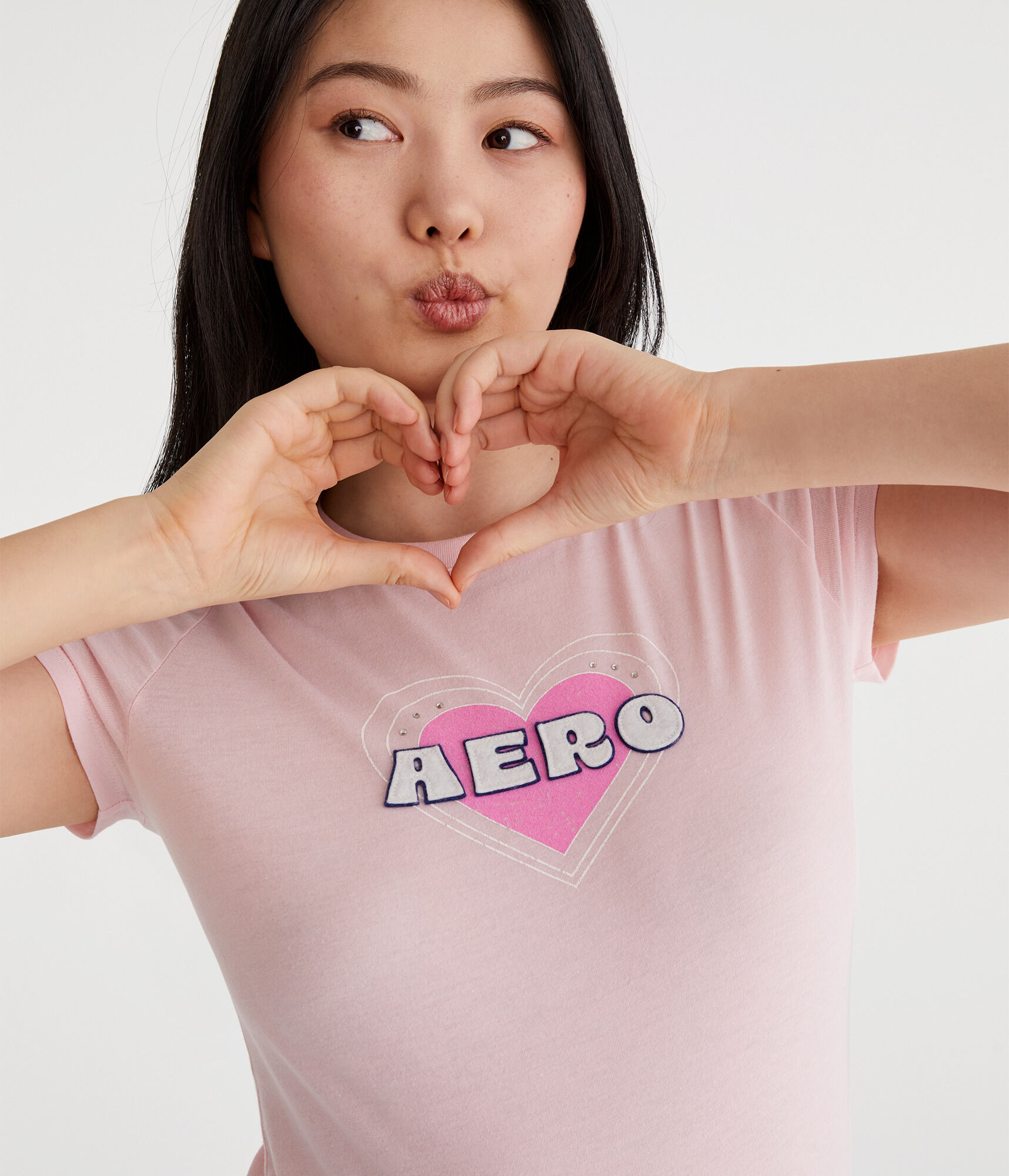 Aero Heart Rhinestone Appliqué Graphic Tee