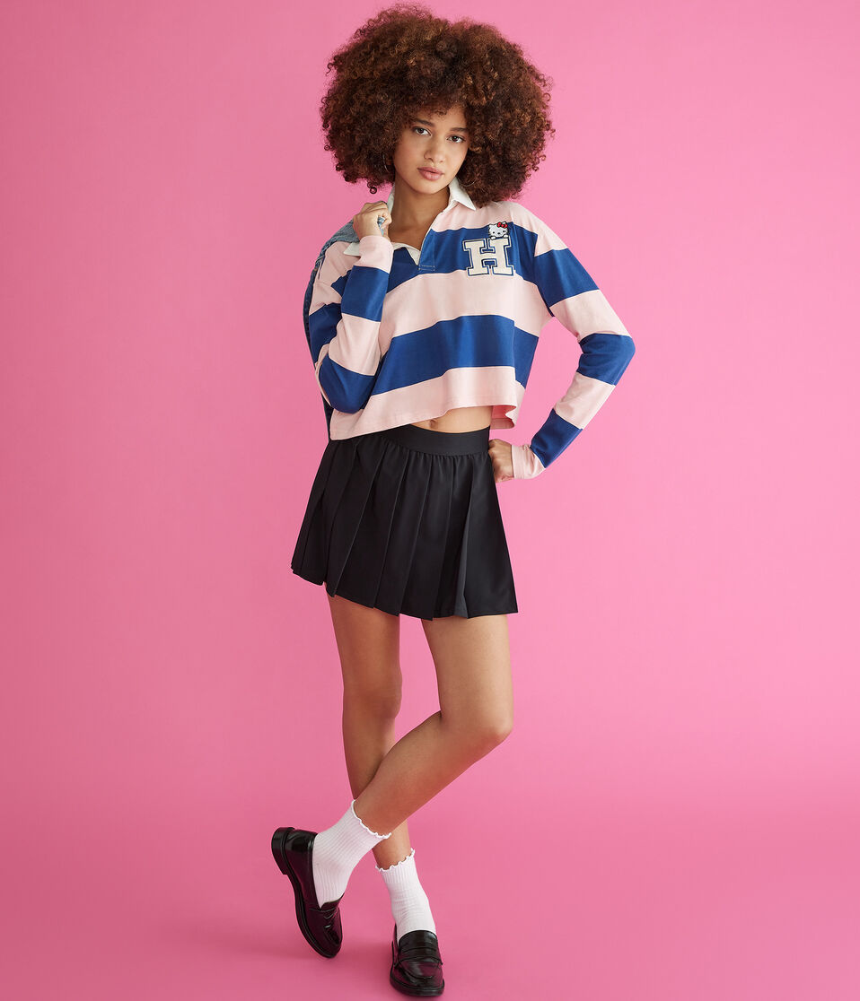 Long Sleeve Hello Kitty Cropped Rugby Polo