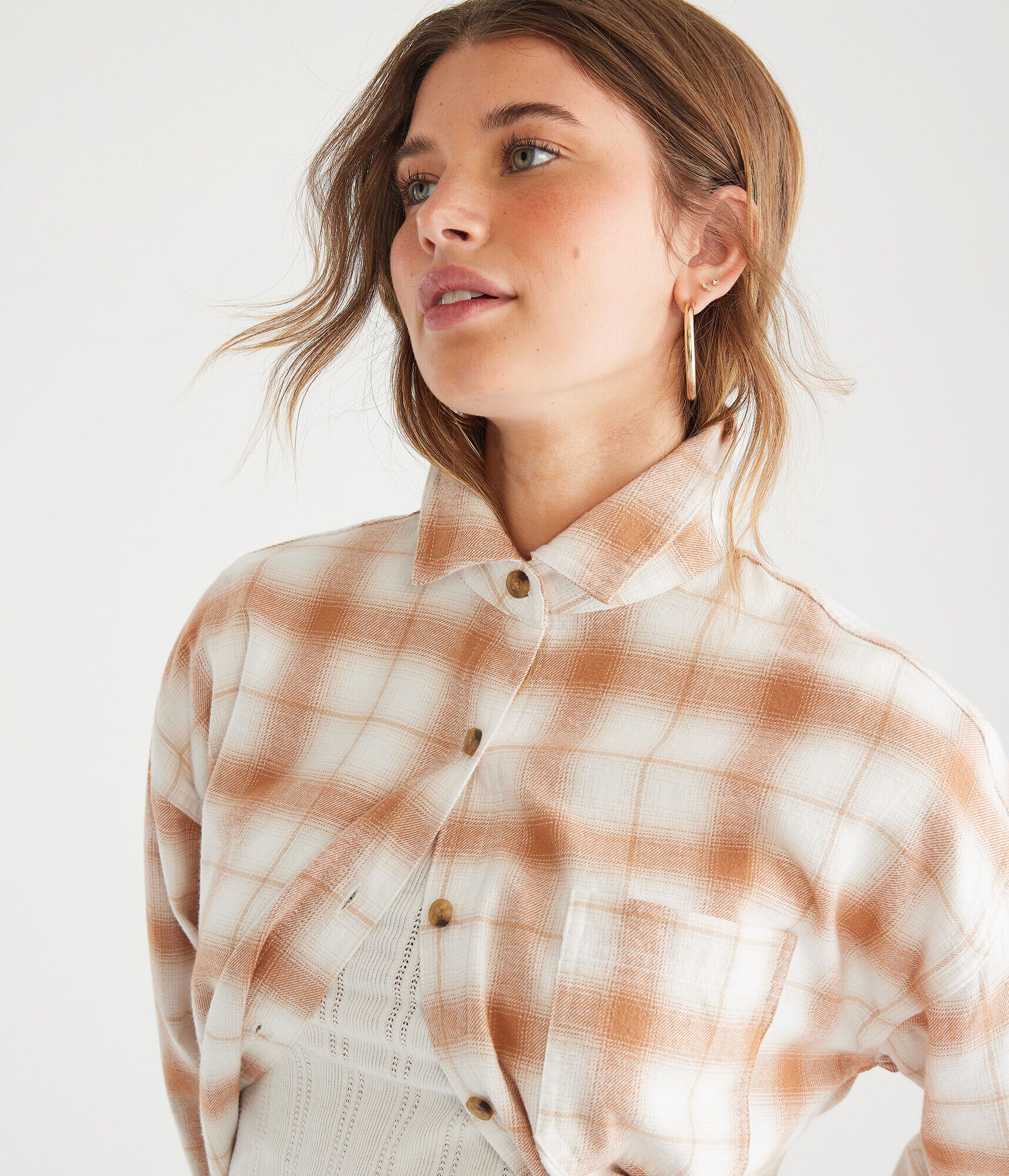 Long Sleeve Relaxed Plaid Flannel Shirt