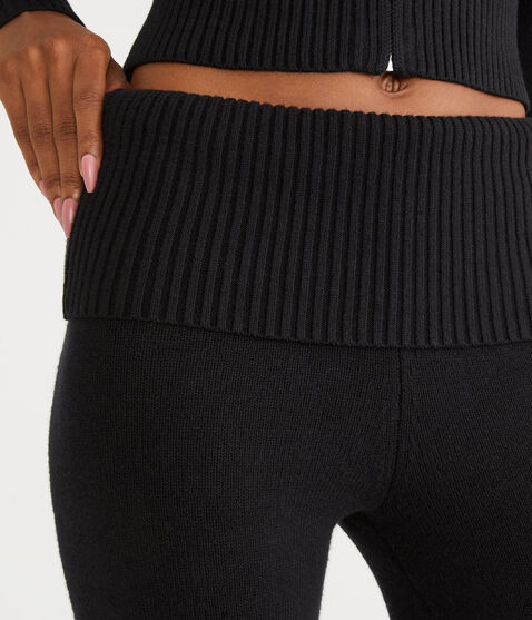 Flare Mid-Rise Fold-Over Sweater Pants Flare Mid-Rise Fold-Over Sweater Pants