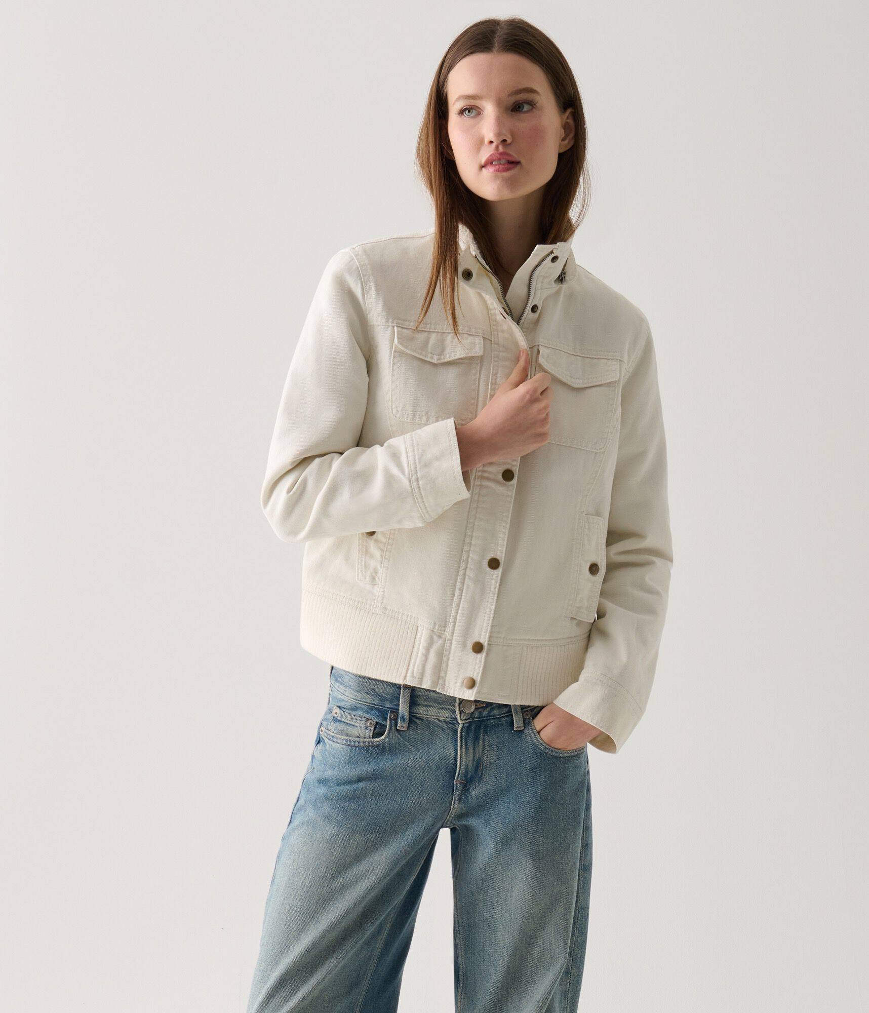 Faux Fur Hooded Full-Zip Utility Jacket
