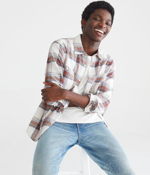 Long Sleeve Relaxed Washed Plaid Flannel Shirt Long Sleeve Relaxed Washed Plaid Flannel Shirt
