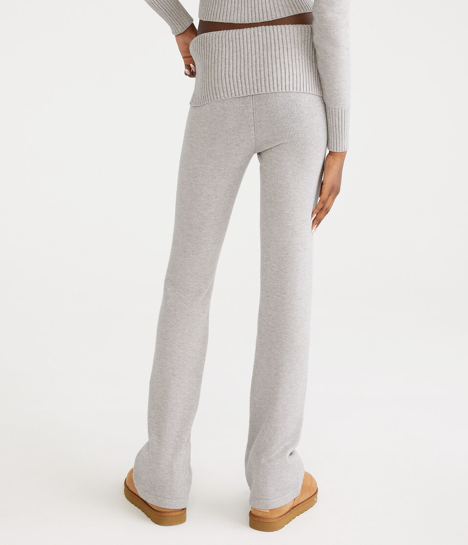 Flare Mid-Rise Fold-Over Sweater Pants