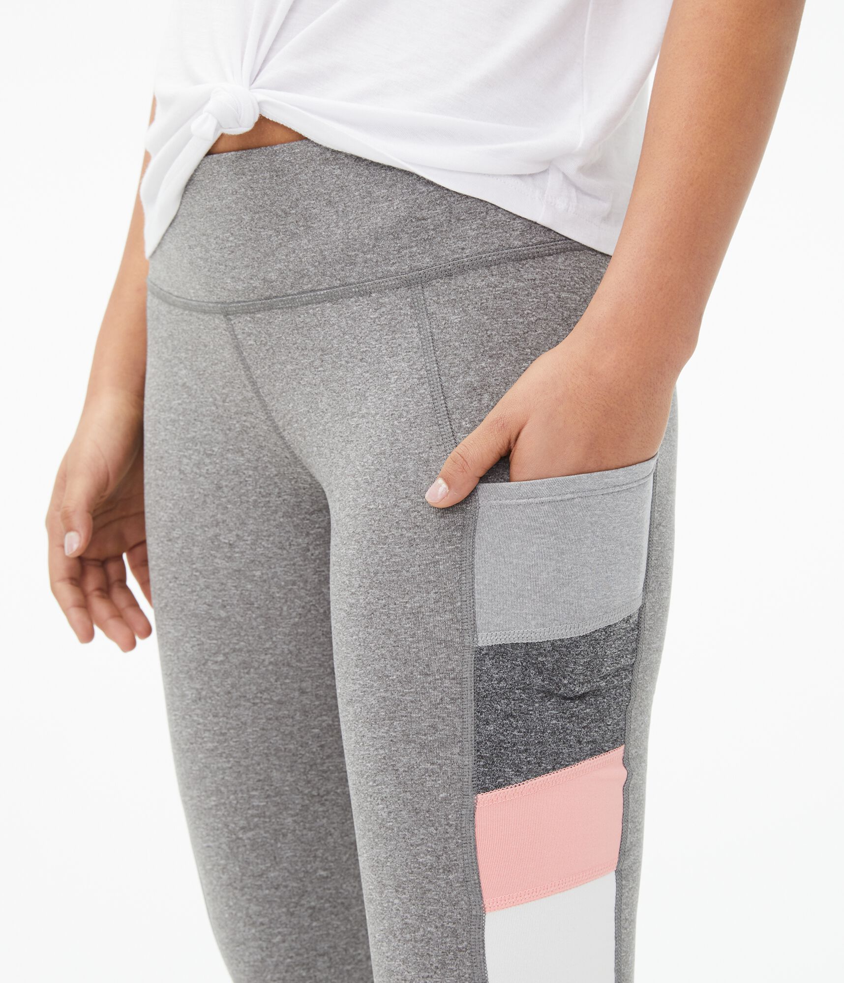 Heathered Colorblocked Pocket Leggings