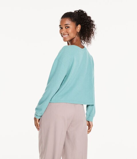 Long Sleeve Wear 2 Ways Cozy Waffle Tee Long Sleeve Wear 2 Ways Cozy Waffle Tee