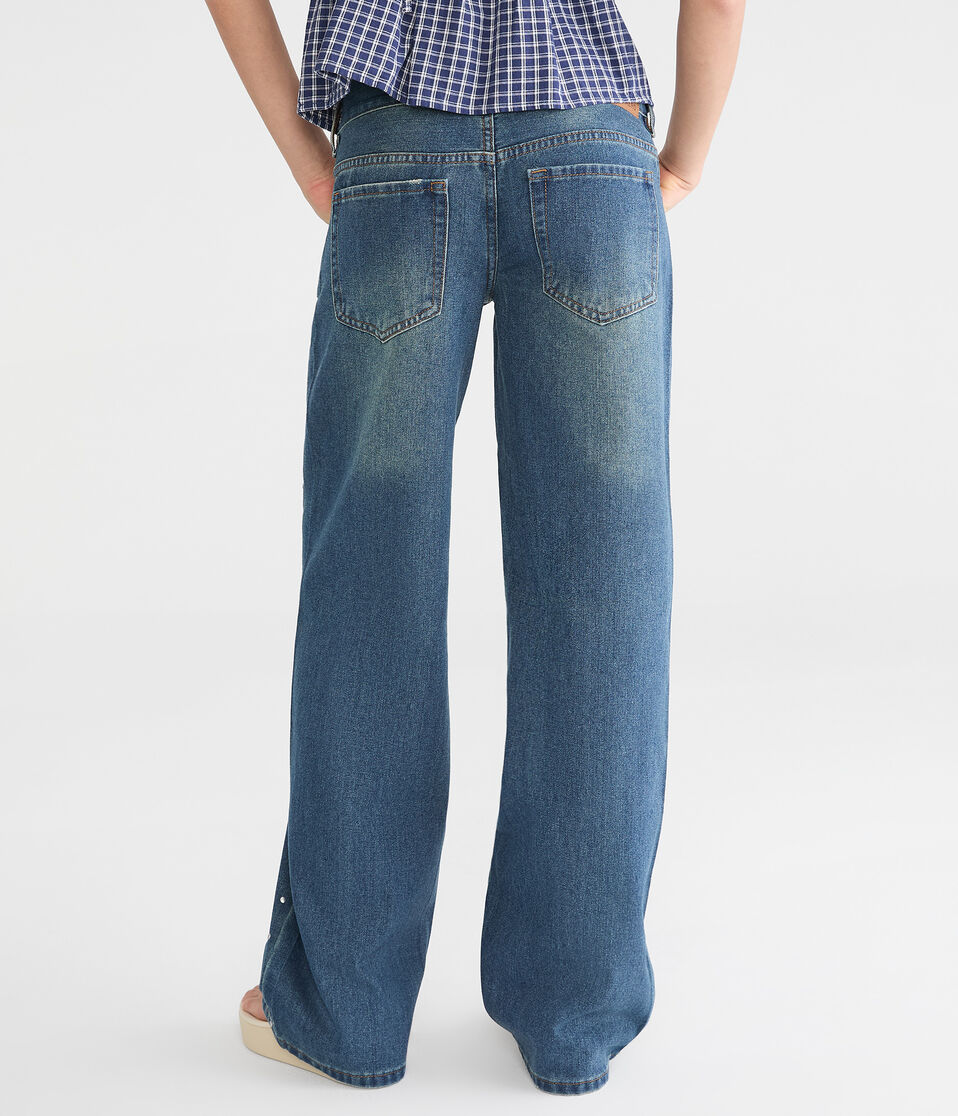 Super Low-Rise Baggy Wide Leg Studded Jean