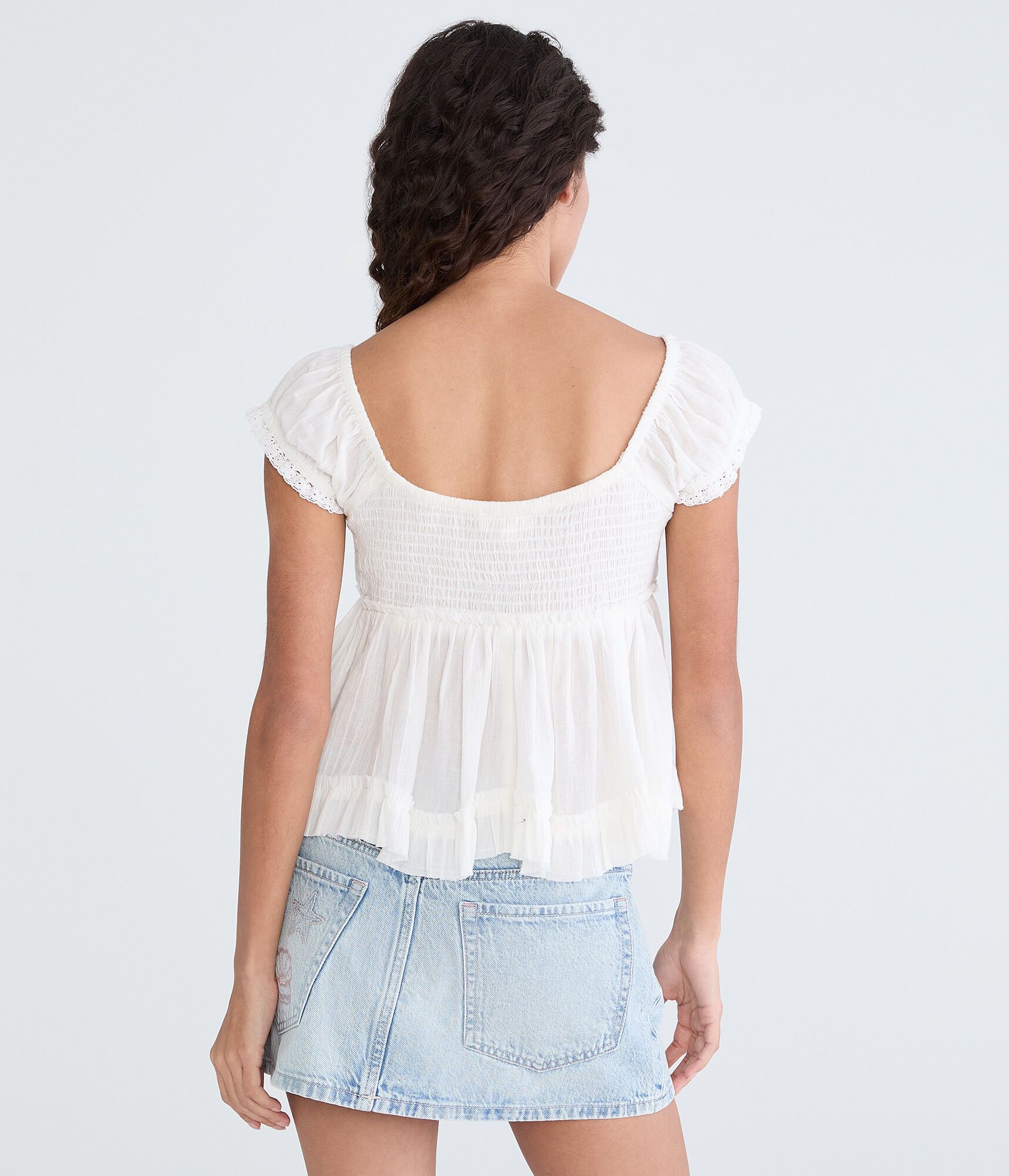 Gauzy Pleated Babydoll Top