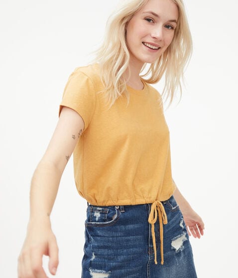 Drawstring-Hem Cropped Tee Drawstring-Hem Cropped Tee