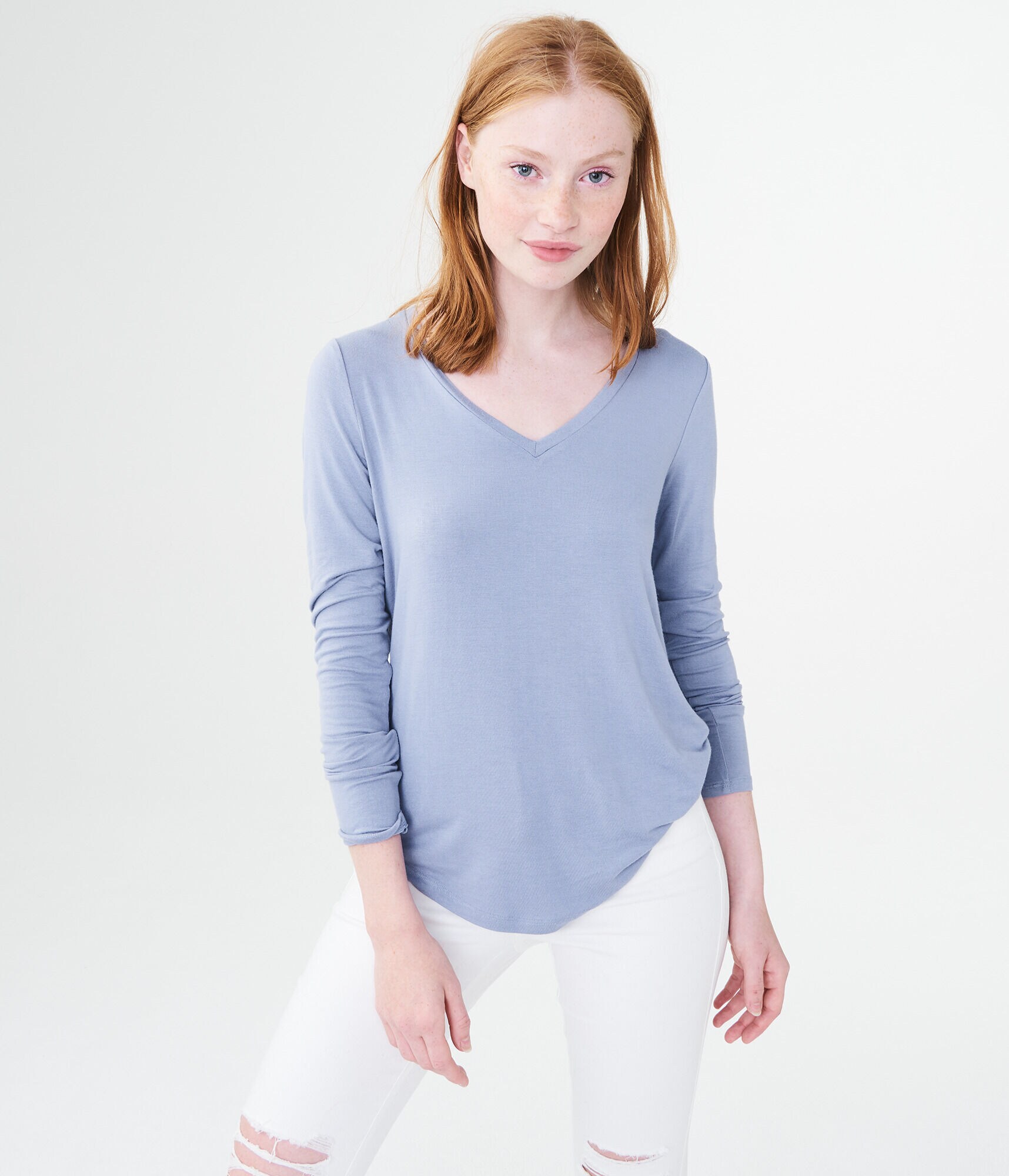 Long Sleeve Seriously Soft Solid V-Neck Tee