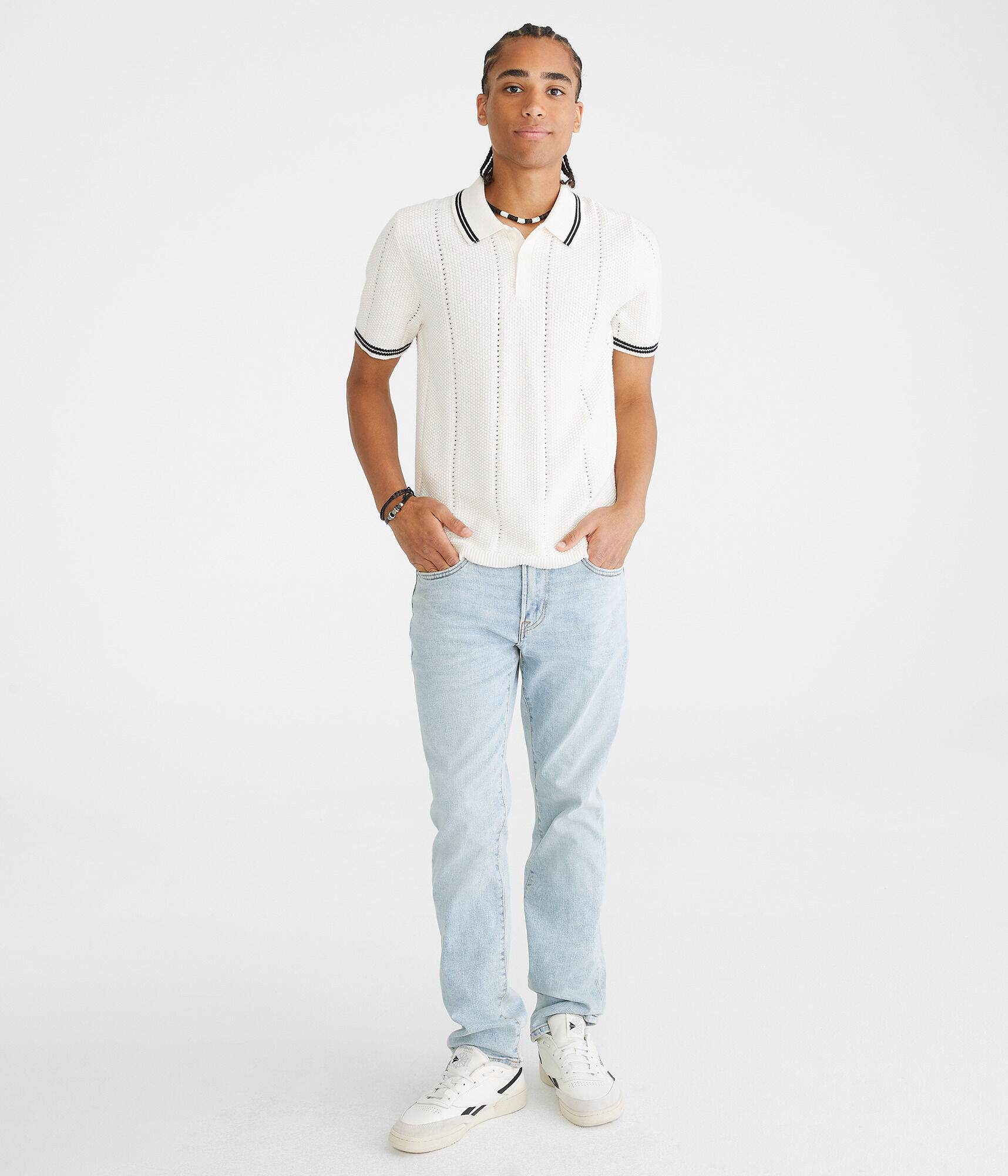 Solid Tipped Crocheted Polo