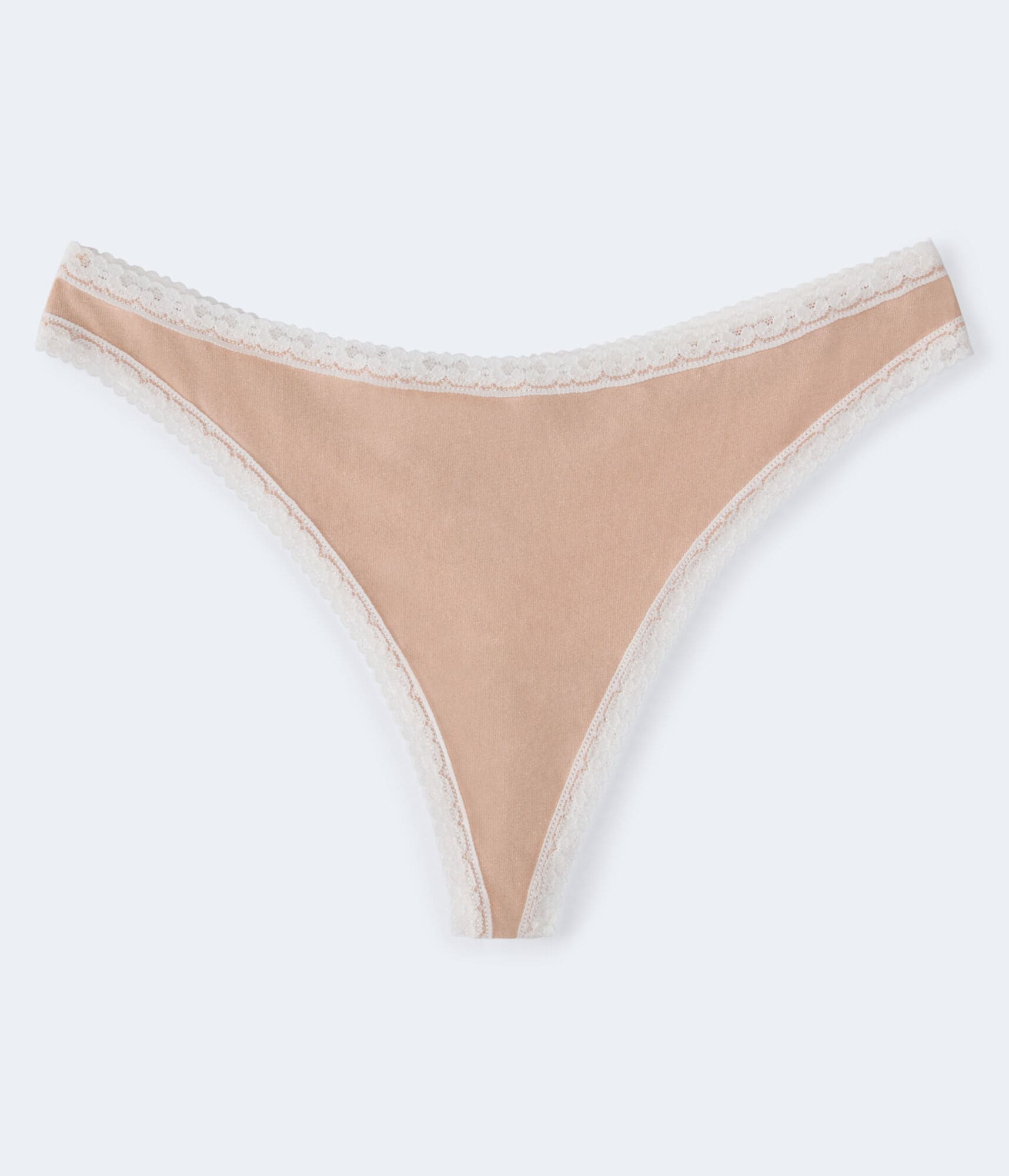 Solid Lace-Trim Thong