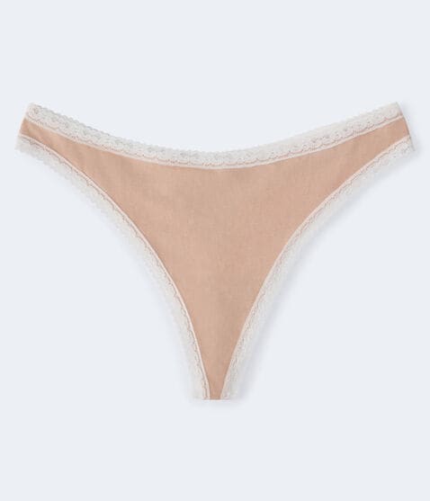 Solid Lace-Trim Thong Solid Lace-Trim Thong