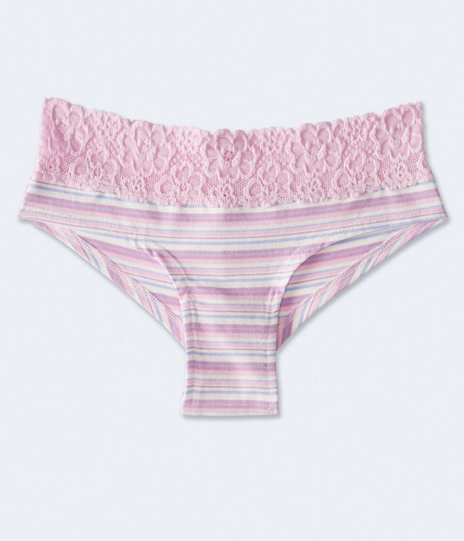 Striped Lace-Trim Cheeky