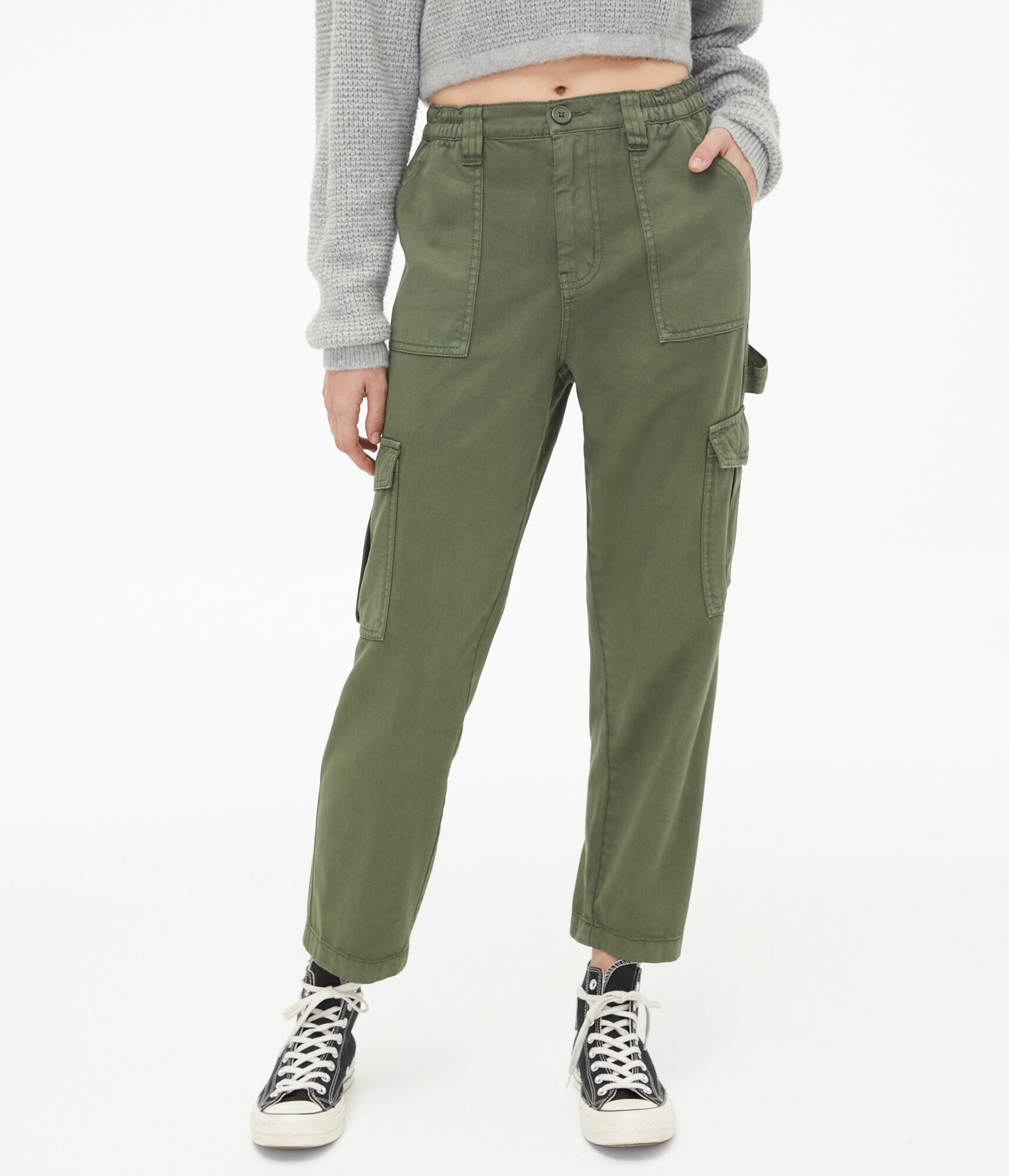 High-Rise Straight Cargo Pants