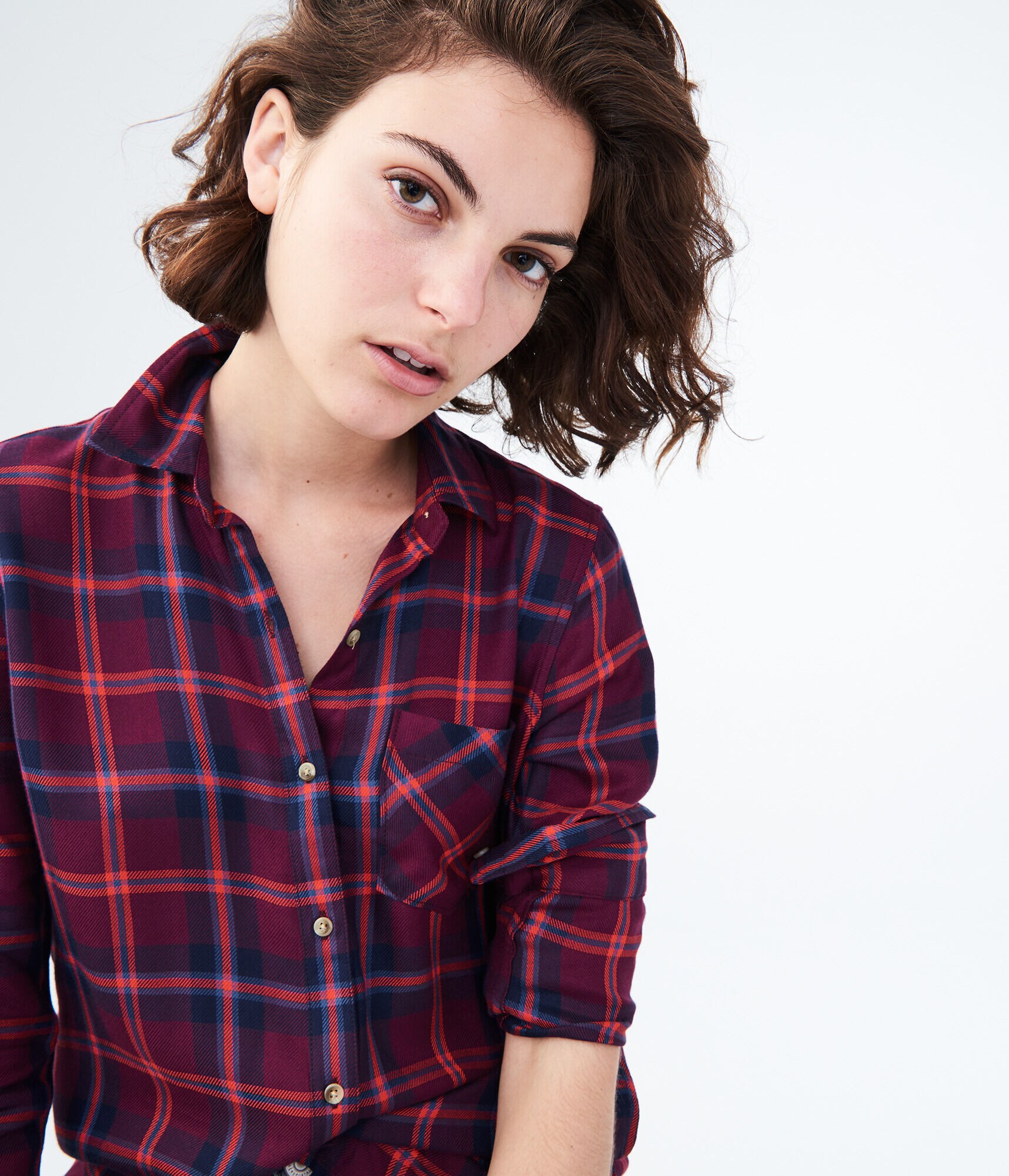 Long Sleeve Plaid Woven Shirt
