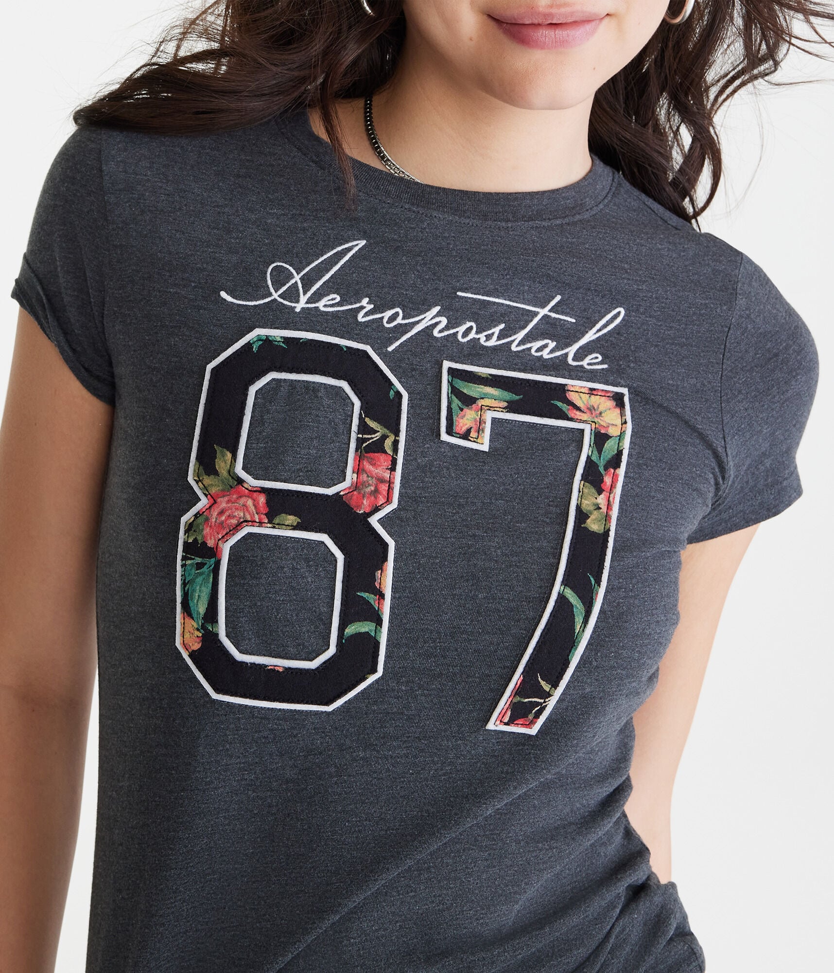 Aeropostale 87 Floral Appliqu&eacute; Graphic Tee