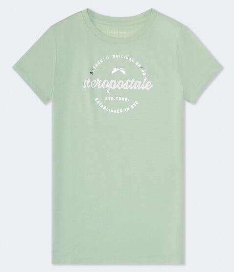 Aeropostale Bow Circle Foil Graphic Tee Aeropostale Bow Circle Foil Graphic Tee
