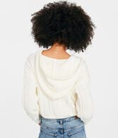 Hooded Cable-Knit Cropped Sweater