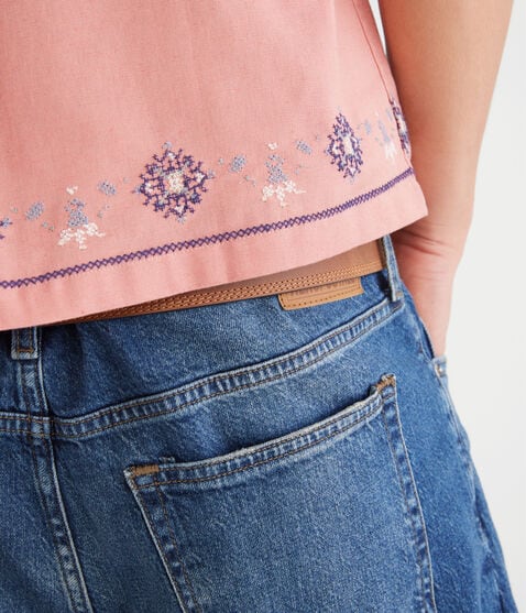 Floral Border Boxy Linen Camp Shirt Floral Border Boxy Linen Camp Shirt