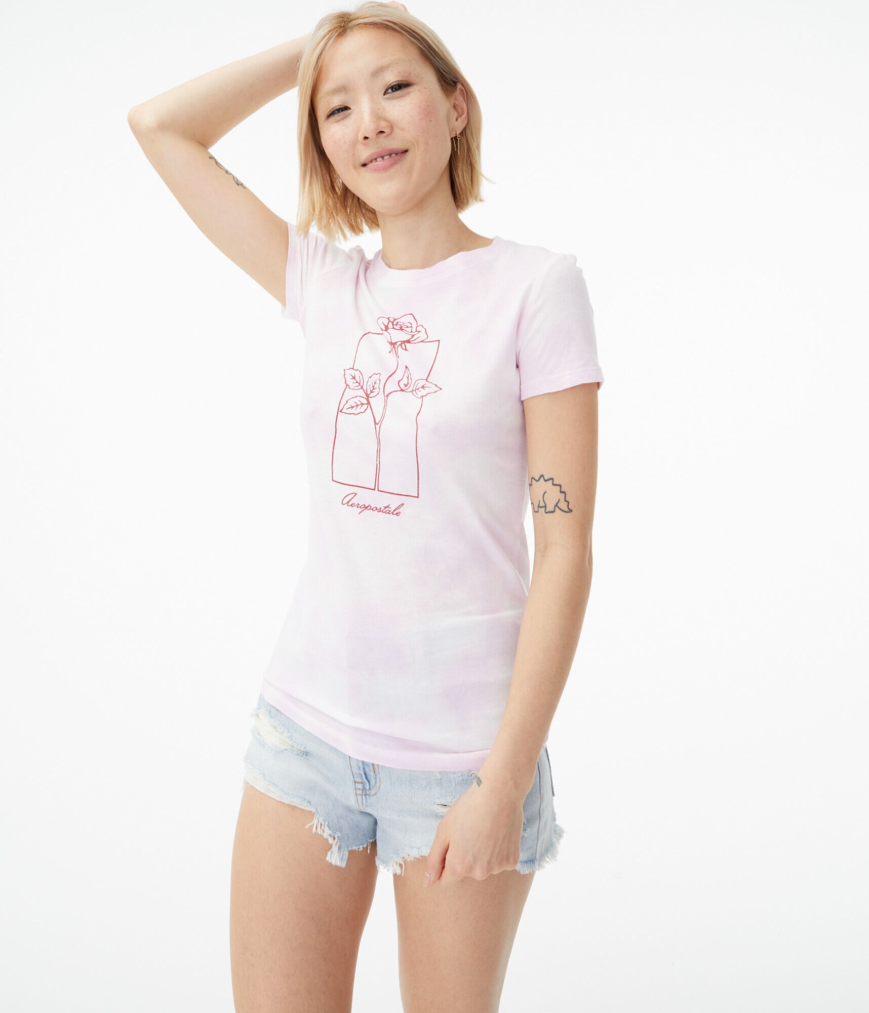 Aeropostale Rose Tie-Dye Graphic Tee