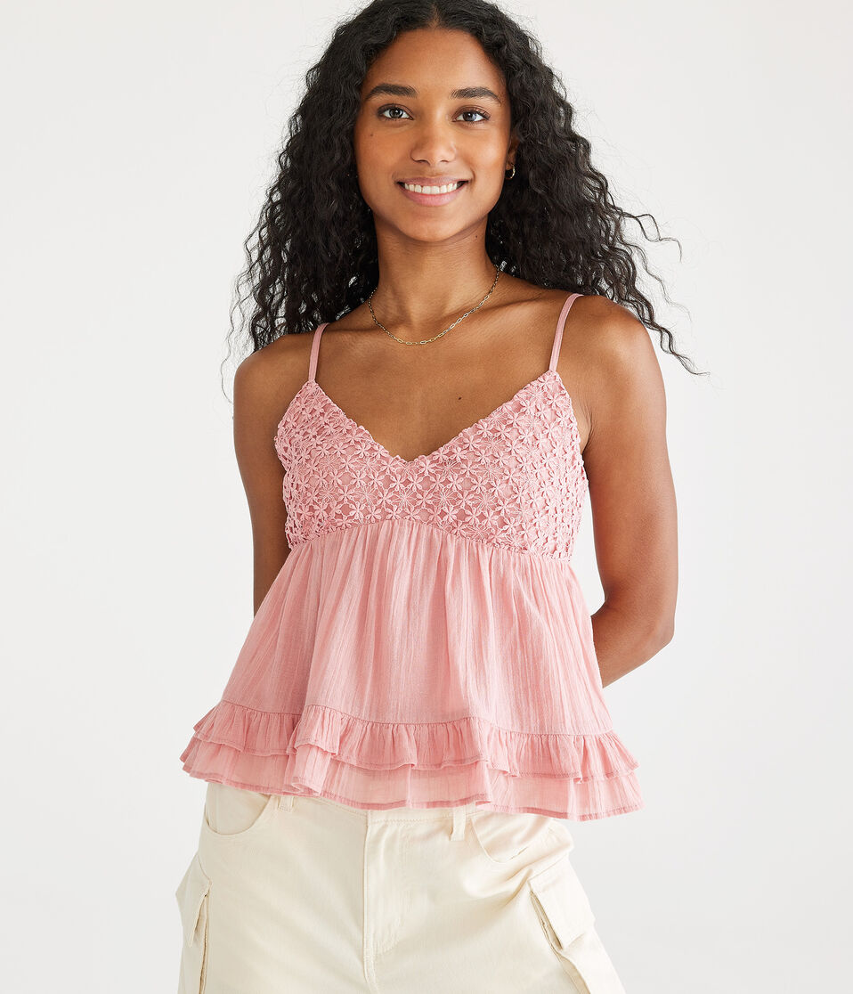 Floral Ruffled Babydoll Tank