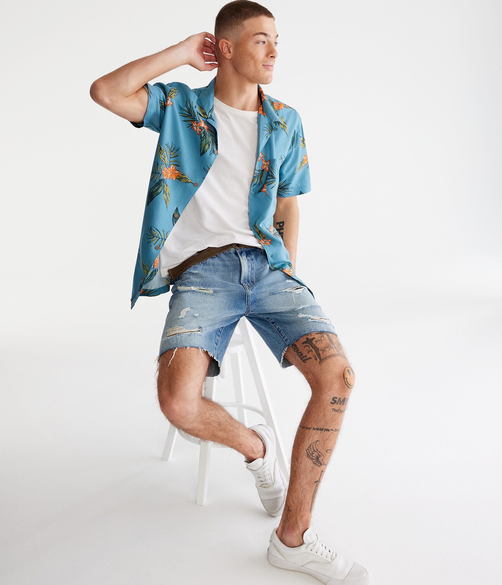 Tropical Print Camp Shirt