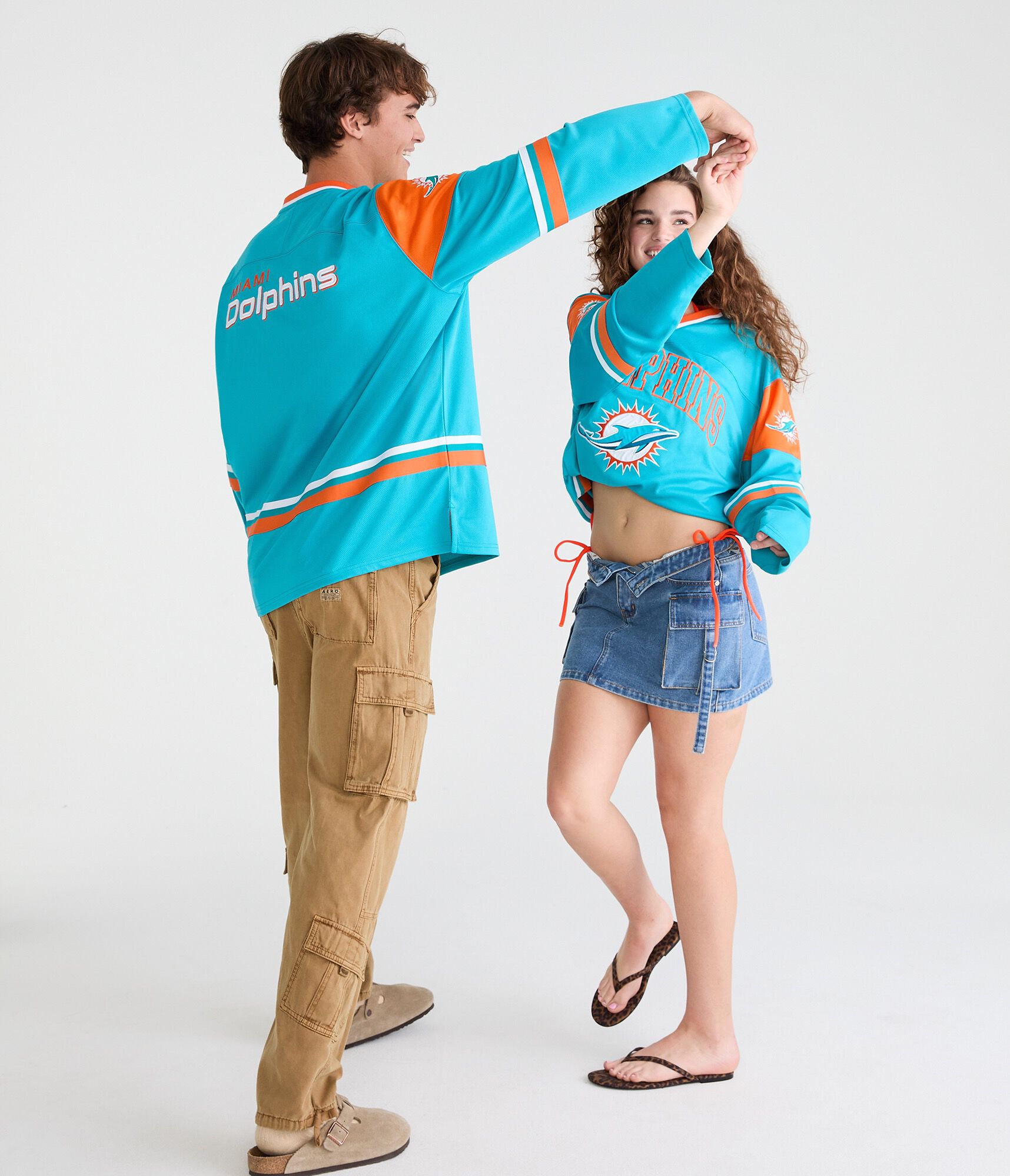 Long Sleeve Miami Dolphins V-Neck Top