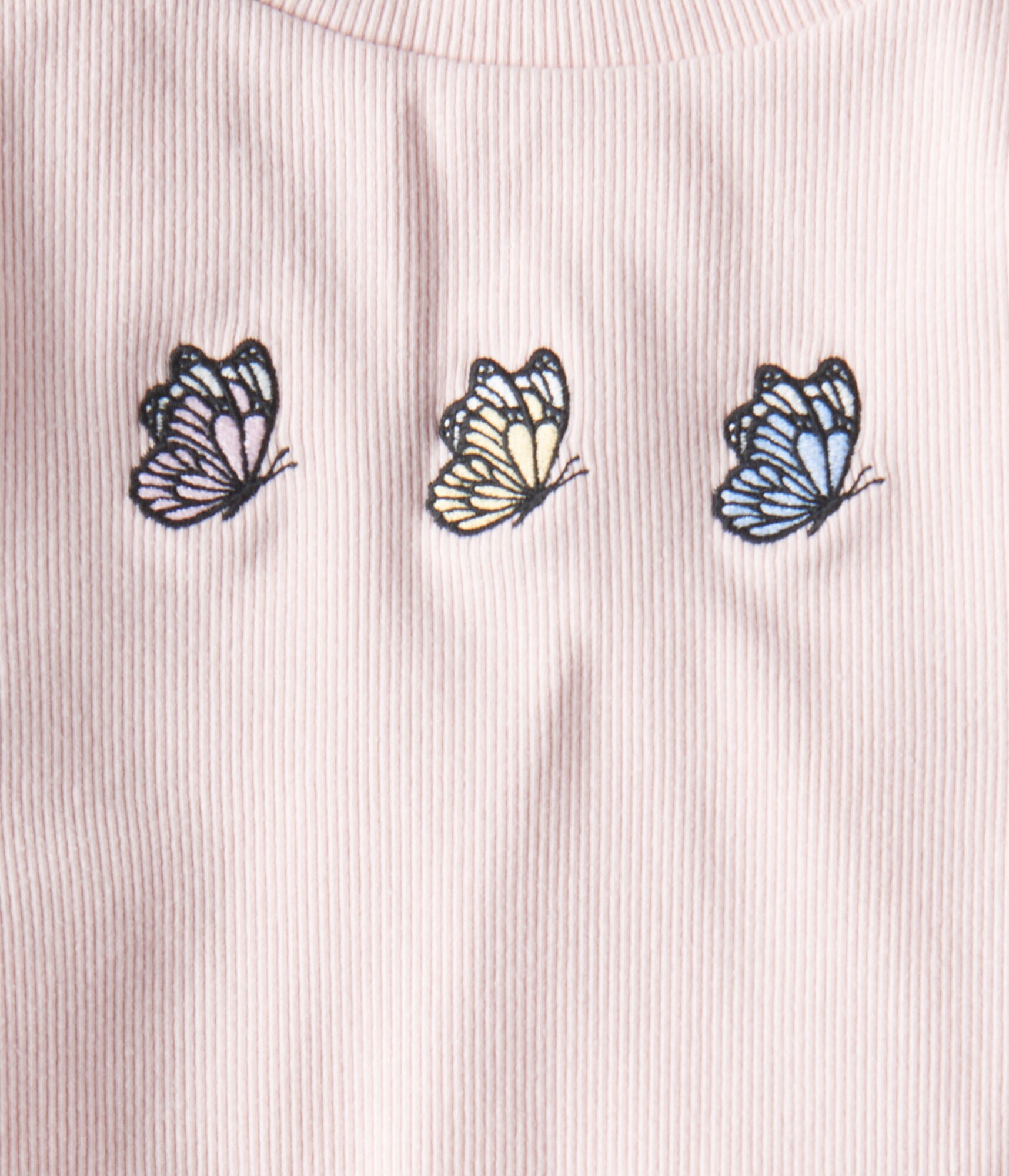 Long Sleeve Butterfly Trio Cropped Shrunken Tee