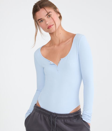 Long Sleeve Henley Bodysuit Long Sleeve Henley Bodysuit