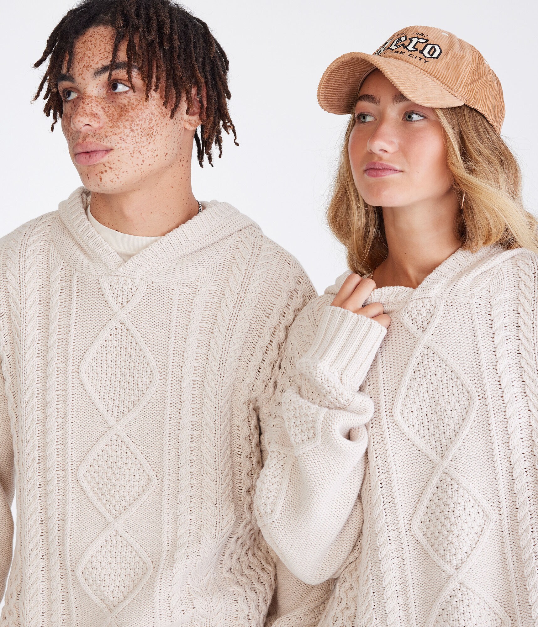 Oversized Hooded Cable Sweater